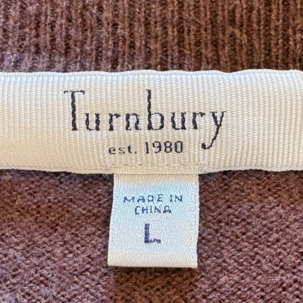 Turnbury Brown V-Neck Sweater Mens L Cotton Silk Cashmere Blend Grandpacore - Picture 3 of 5